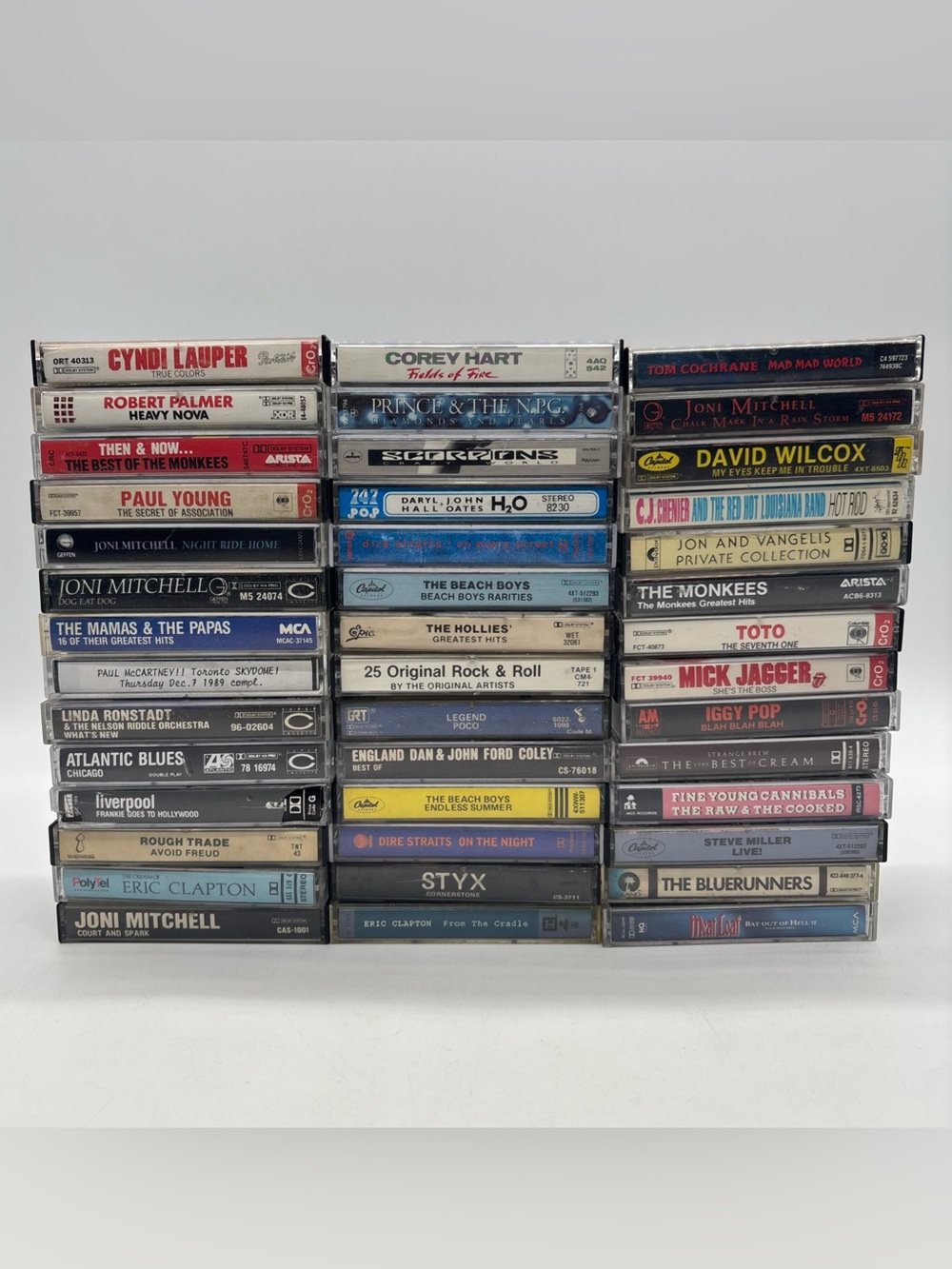 Lot of 42 Classic Rock Cassette Tapes 70s 80s Iggy Pop McCartney Jagger Clapton